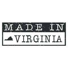 Made In Virginia. Stamp Rectangle Map. Logo Icon Symbol. Design Certificated.