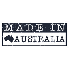 Made In Australia. Stamp Rectagle Map. Logo Icon Symbol. Design Certificated.