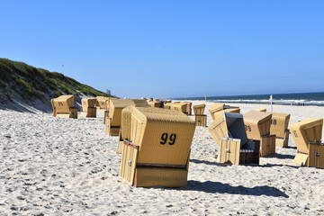 empty beach chairs on the island of Sylt