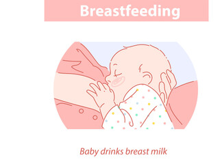 Breastfeeding. Mother feeding newborn baby boy or girl