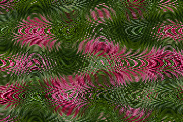 Abstract zigzag pattern with waves. Artistic image processing created by photo of Clerodendrum bungei bud. Beautiful multicolor pattern for any decor or design in pink green tones. Background image