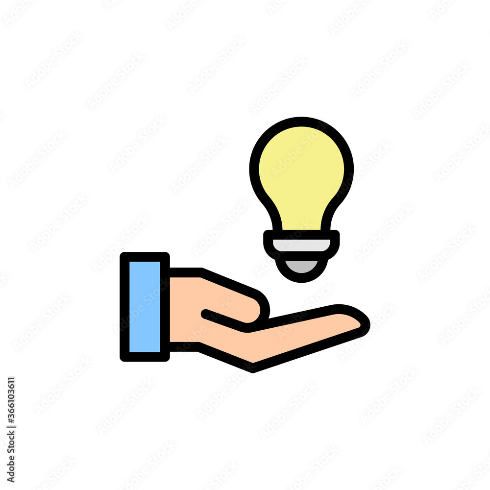 Poster hand, bulb, idea icon. simple color with outline vector elements of knowledge icons for ui and ux, w