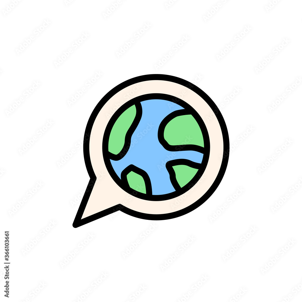 Poster language, earth, bubble icon. simple color with outline vector elements of knowledge icons for ui an
