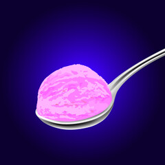 spoon with strawberry ice-cream
