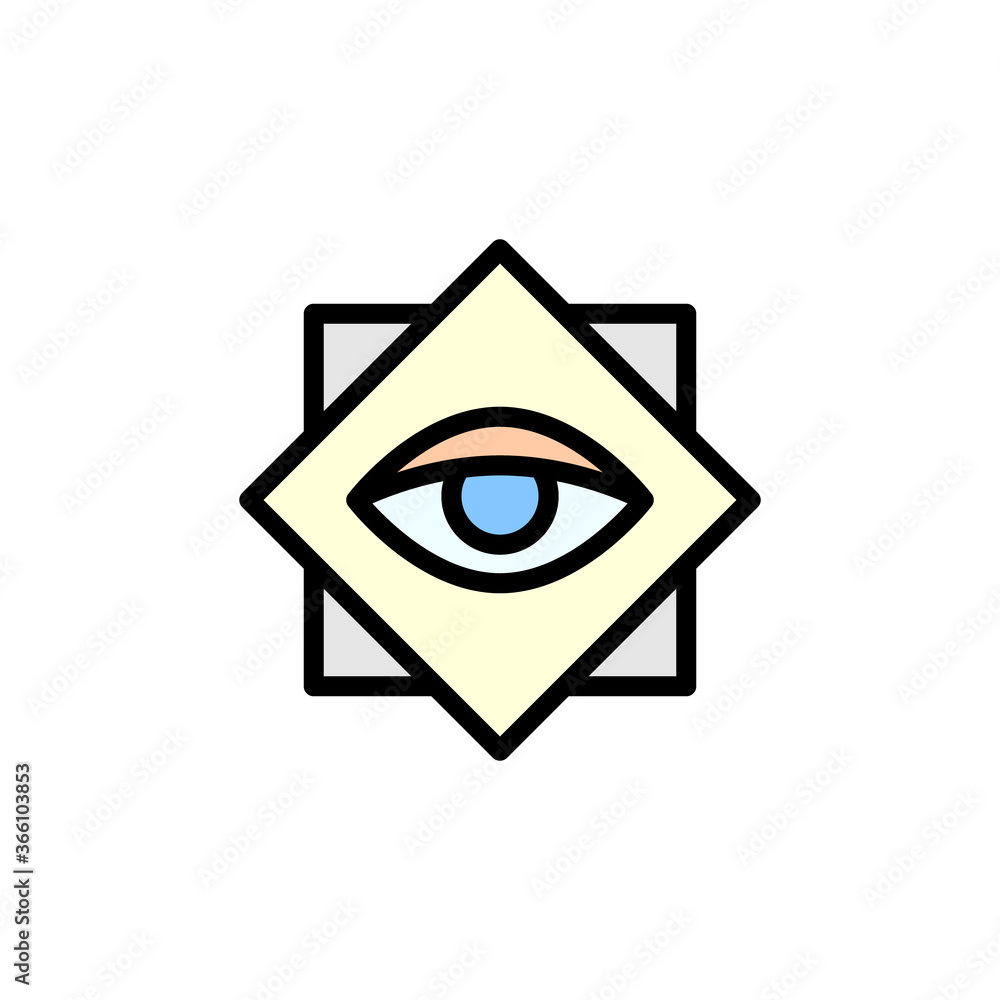 Poster philosophy, eye icon. simple color with outline vector elements of knowledge icons for ui and ux, we