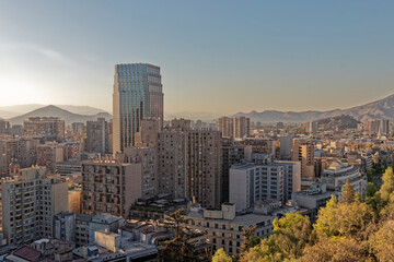 Santiago de Chile - panorama of the city on the background of the Andes.