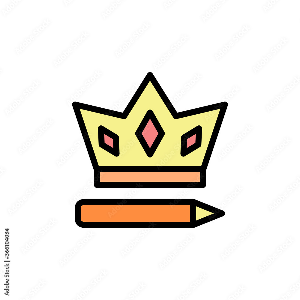 Poster crown, pen icon. simple color with outline vector elements of knowledge icons for ui and ux, website