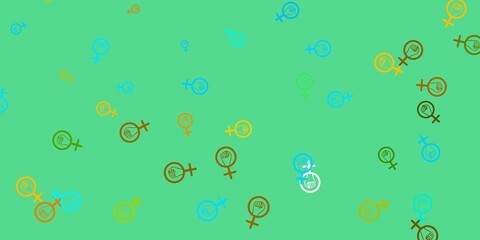 Light Blue, Yellow vector background with woman symbols.