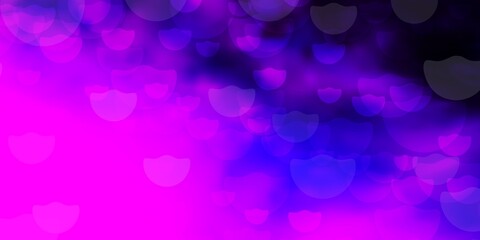 Dark Purple vector backdrop with circles. Modern abstract illustration with colorful circle shapes. Pattern for business ads.