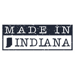 Made In Indiana. Stamp Rectangle Map. Logo Icon Symbol. Design Certificated.