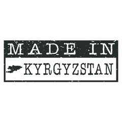 Made In Kyrgyzstan. Stamp Rectangle Map. Logo Icon Symbol. Design Certificated.