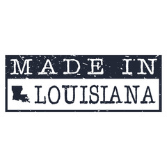 Made In Louisiana. Stamp Rectangle Map. Logo Icon Symbol. Design Certificated.