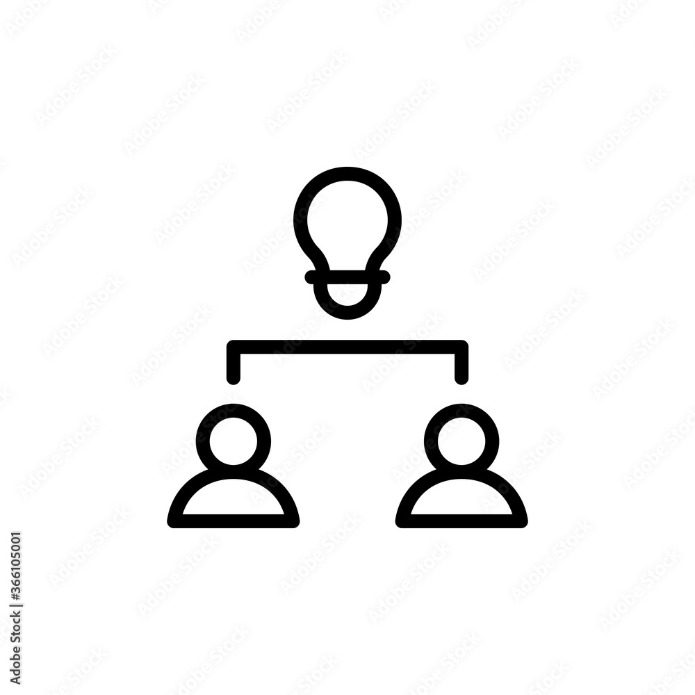 Poster collaborative, men, bulb icon. simple line, outline vector elements of innovations icons for ui and 