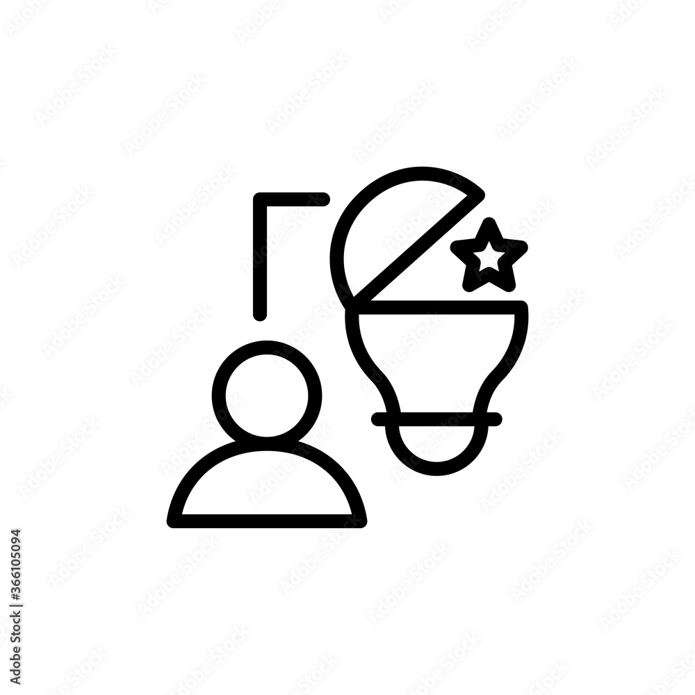 Poster idea, businessman, bulb icon. simple line, outline vector elements of innovations icons for ui and u