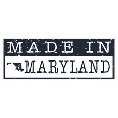 Made In Maryland. Stamp Rectangle Map. Logo Icon Symbol. Design Certificated.