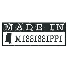 Made In Mississippi. Stamp Rectangle Map. Logo Icon Symbol. Design Certificated.