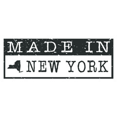 Made In New York. Stamp Rectangle Map. Logo Icon Symbol. Design Certificated.