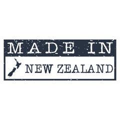Made In New Zealand. Stamp Rectagle Map. Logo Icon Symbol. Design Certificated.