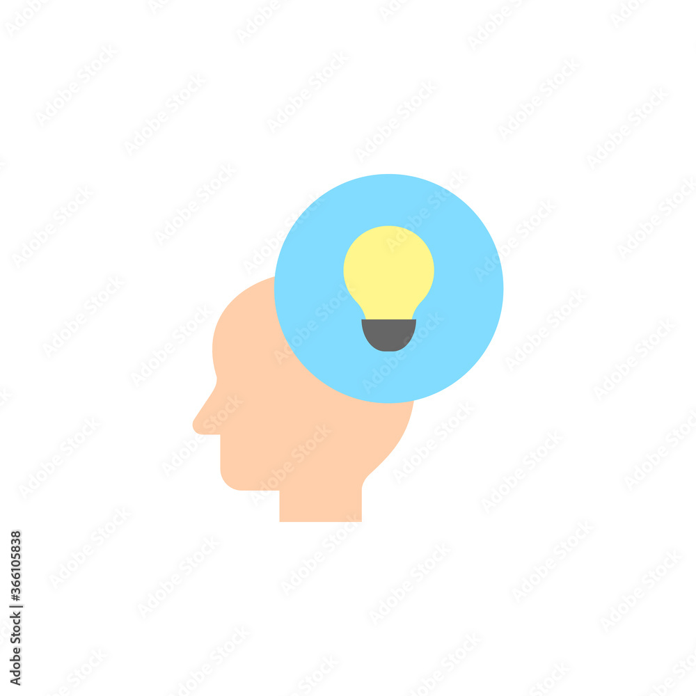 Poster innovation, head, bulb icon. simple color vector elements of innovations icons for ui and ux, websit