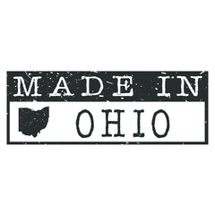 Made In Ohio. Stamp Rectangle Map. Logo Icon Symbol. Design Certificated.