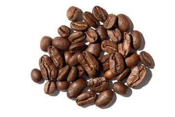 Coffee beans isolated on white background.
