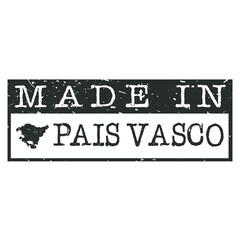 Obraz premium Made In Basque Country Spain. Stamp Rectangle Map. Logo Icon Symbol. Design Certificated Vector.