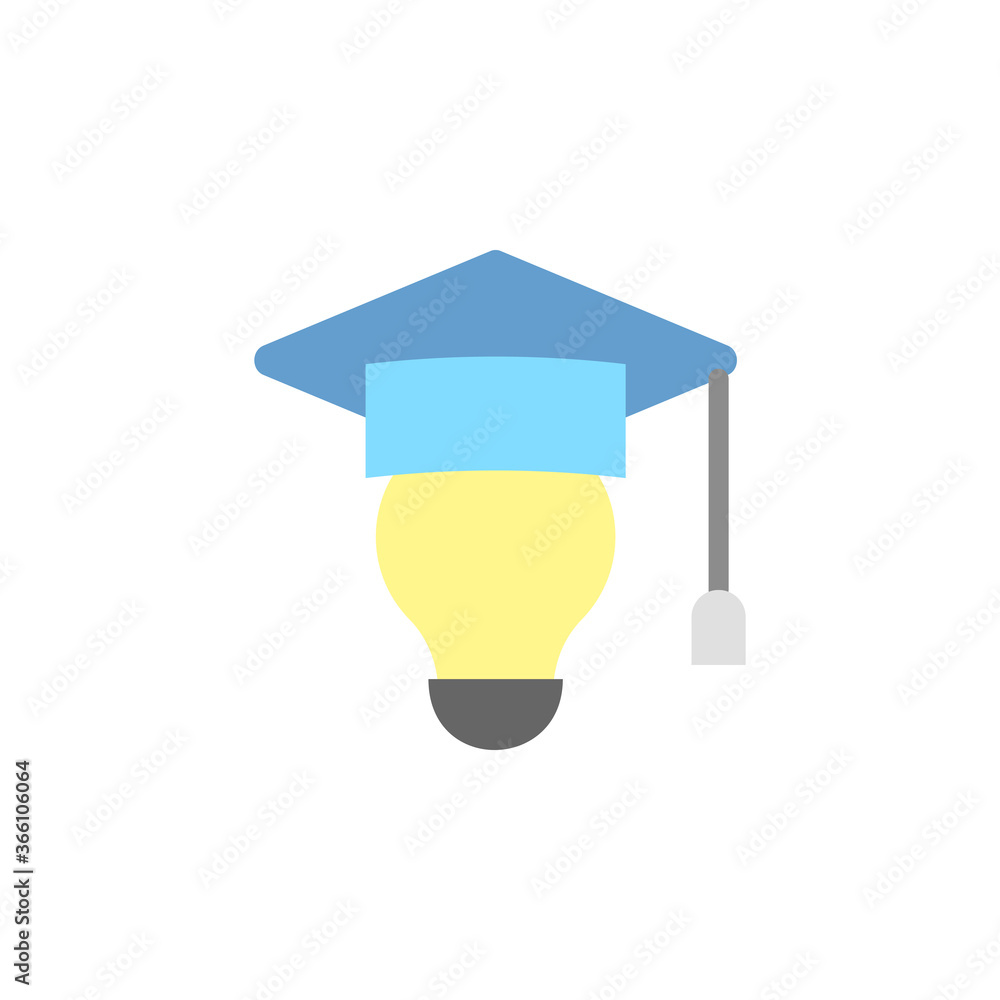 Poster graduation hat, bulb, innovation icon. simple color vector elements of innovations icons for ui and 