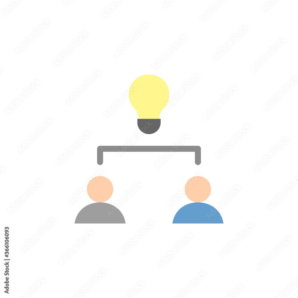 Poster collaborative, men, bulb icon. simple color vector elements of innovations icons for ui and ux, webs