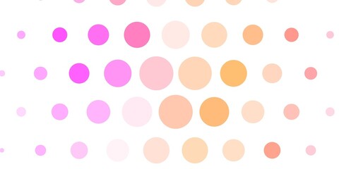 Light Pink, Yellow vector pattern with circles. Glitter abstract illustration with colorful drops. Pattern for wallpapers, curtains.