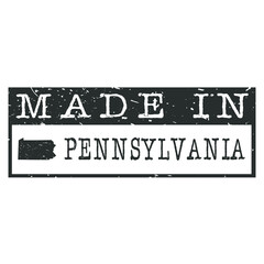 Made In Pennsylvania. Stamp Rectangle Map. Logo Icon Symbol. Design Certificated.