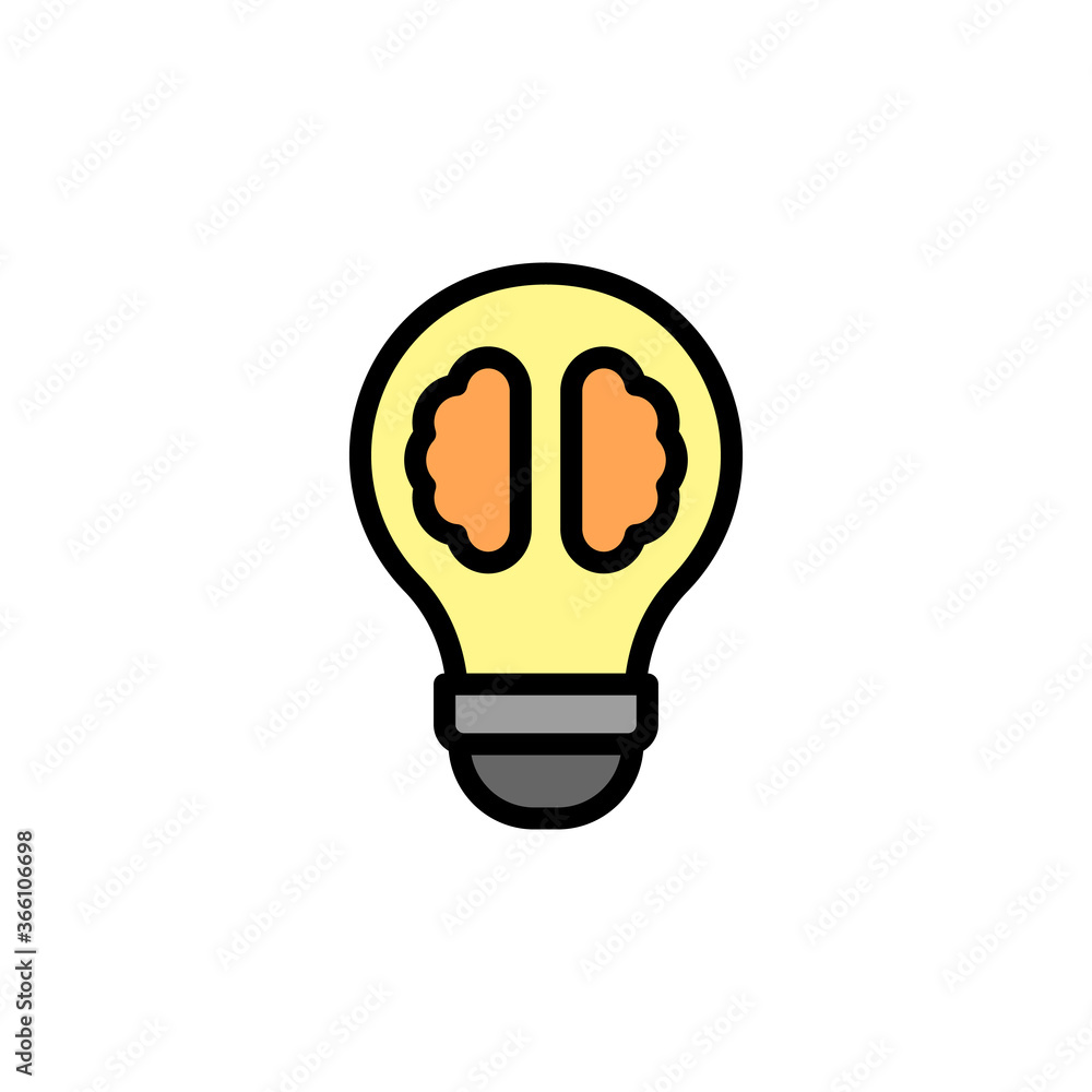 Poster creativity, bulb, brain icon. simple color with outline vector elements of innovations icons for ui 