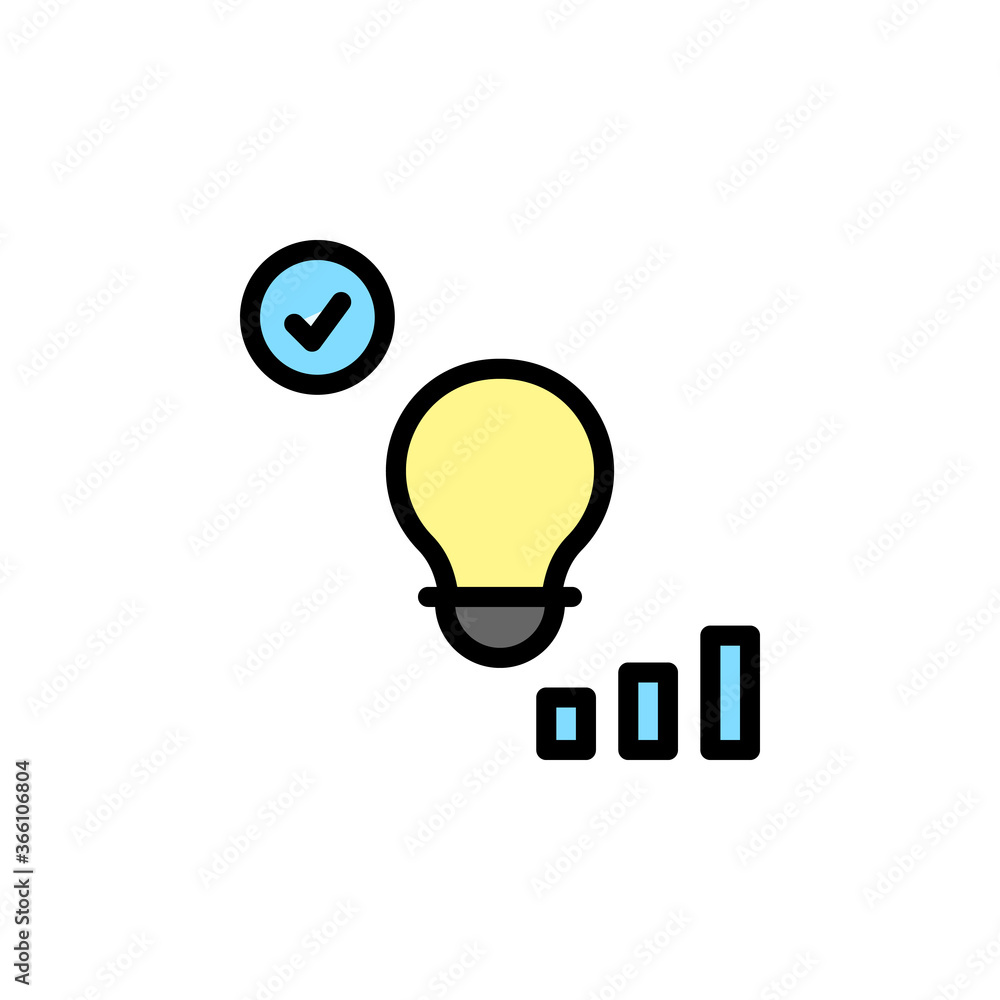 Poster bulb, approved, innovation icon. simple color with outline vector elements of innovations icons for 