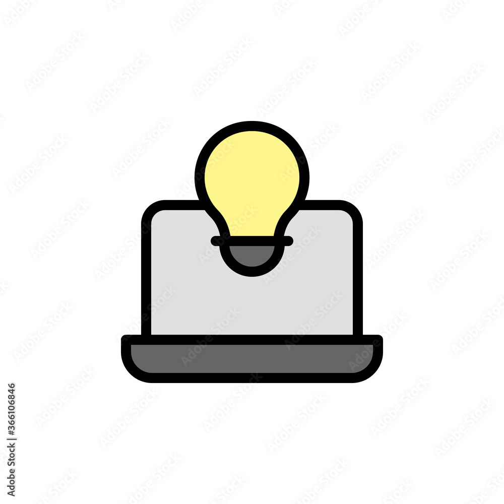 Poster laptop, bulb, innovation icon. simple color with outline vector elements of innovations icons for ui