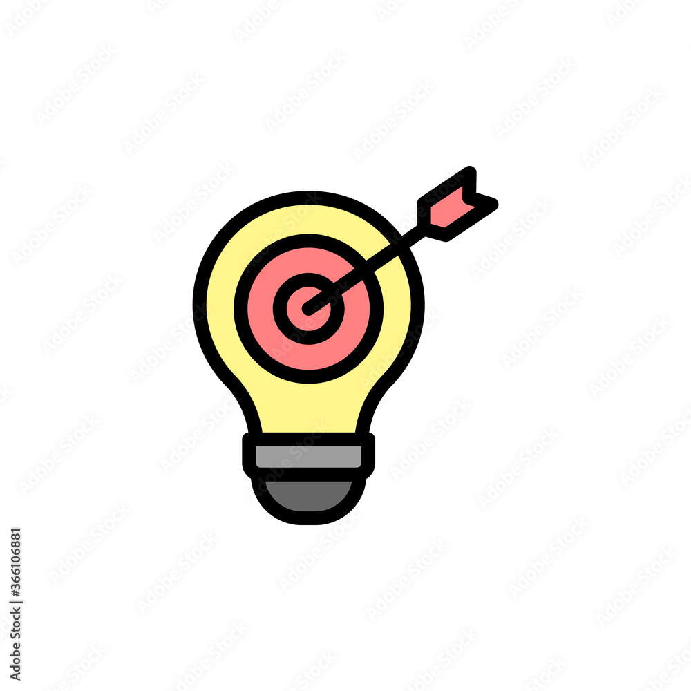 Poster target, bulb, innovation icon. simple color with outline vector elements of innovations icons for ui