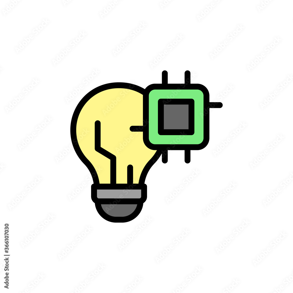 Poster chip, bulb, innovation icon. simple color with outline vector elements of innovations icons for ui a