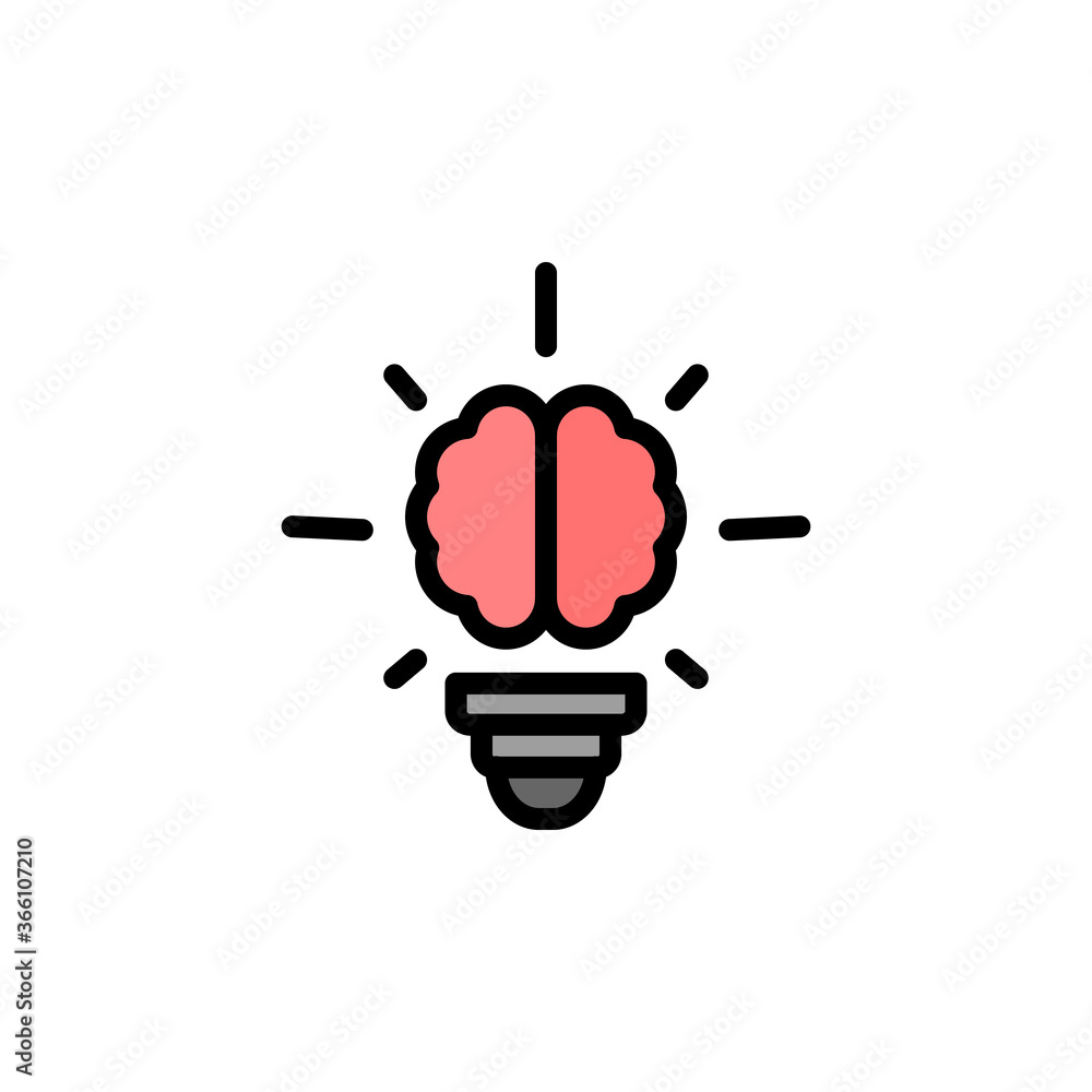 Poster brain, bulb, innovation icon. simple color with outline vector elements of innovations icons for ui 