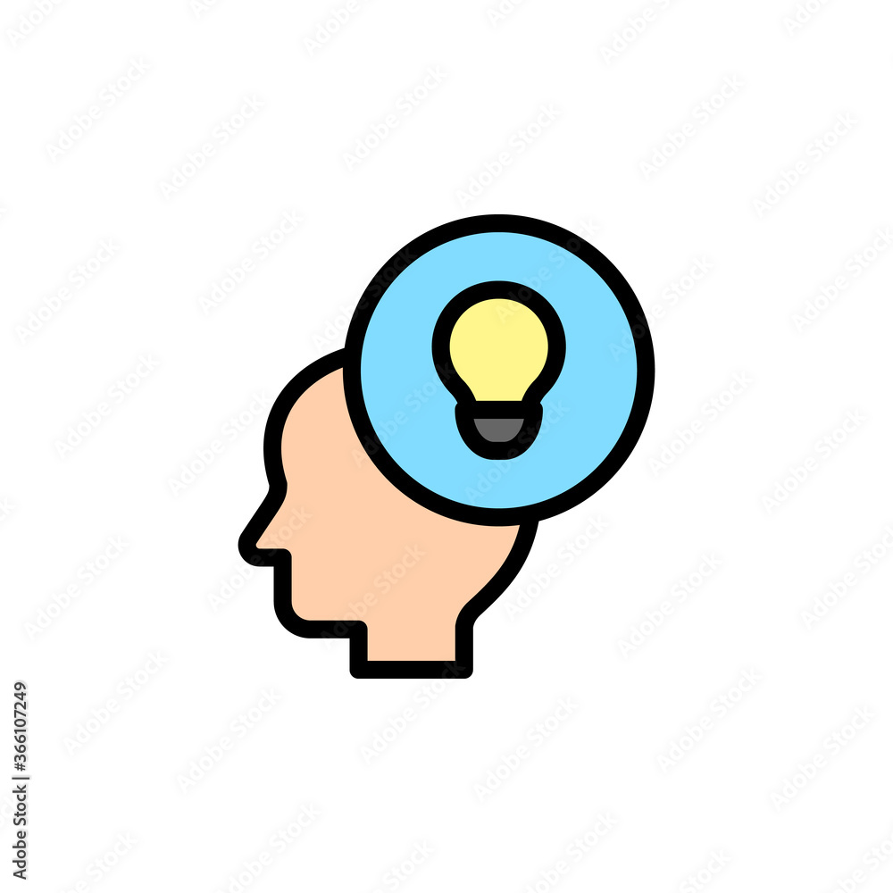 Poster innovation, head, bulb icon. simple color with outline vector elements of innovations icons for ui a