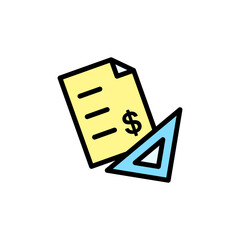 Finance, paper, ruler, dollar icon. Simple color with outline vector elements of innovations icons for ui and ux, website or mobile application
