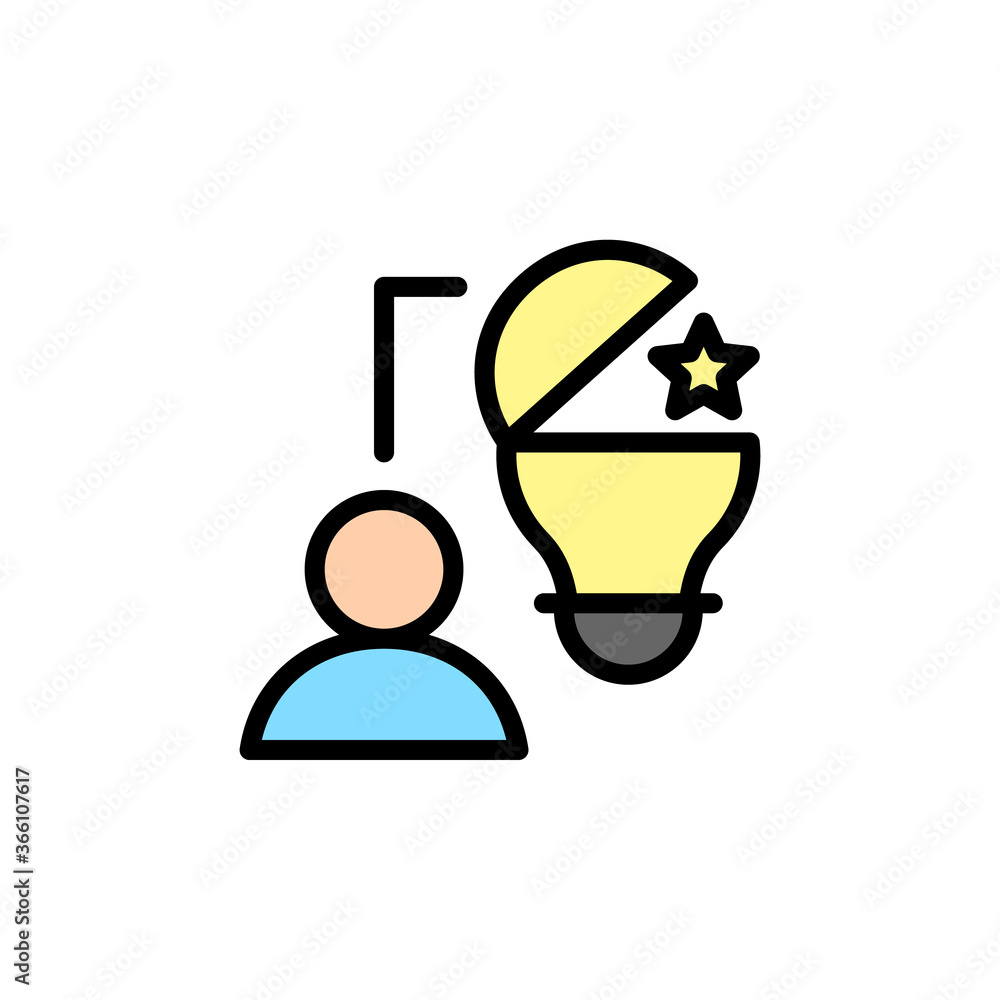 Poster idea, businessman, bulb icon. simple color with outline vector elements of innovations icons for ui 
