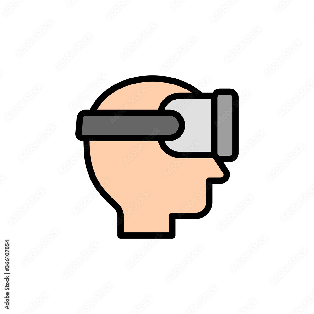 Poster augmented reality, man, glasses icon. simple color with outline vector elements of innovations icons