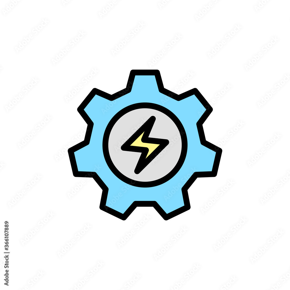 Poster energy management, gear, power icon. simple color with outline vector elements of innovations icons 