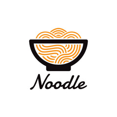 noodle illustration logo, in the form of a bowl and noodle