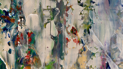 Bunte abstrakte Hintergrundbild. Moderne motivbildende Kunst. Mischungen von Ölfarben. Trendige handbemalte Leinwand. Wanddekoration und Wandkunstdrucke Idee. 3D-Textur. © Valeriy