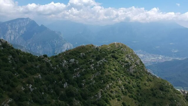Landscape of Lecco town from a drone