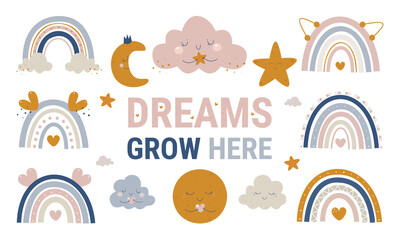 Rainbow, boho Rainbow, cute, colorful, rainbows, clipart, Natural Tones Clip Art Rainbow, Kids Decor, Nursery Decor, Pastel Scandinavi, Baby rainbow, Illustration, Childish flat vector, T-shirt print