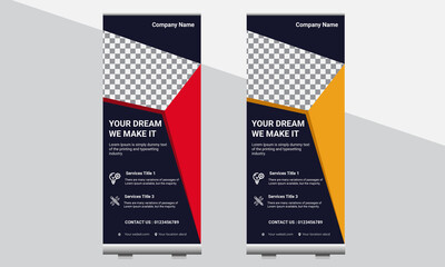 Vertical roll up Banner Design Signboard Advertising Brochure Flyer Template Vector X-banner and Street Business Flag of Convenience, Layout Background