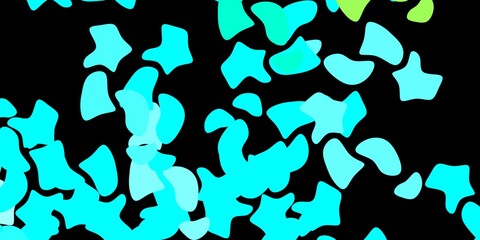Dark blue, green vector background with random forms.