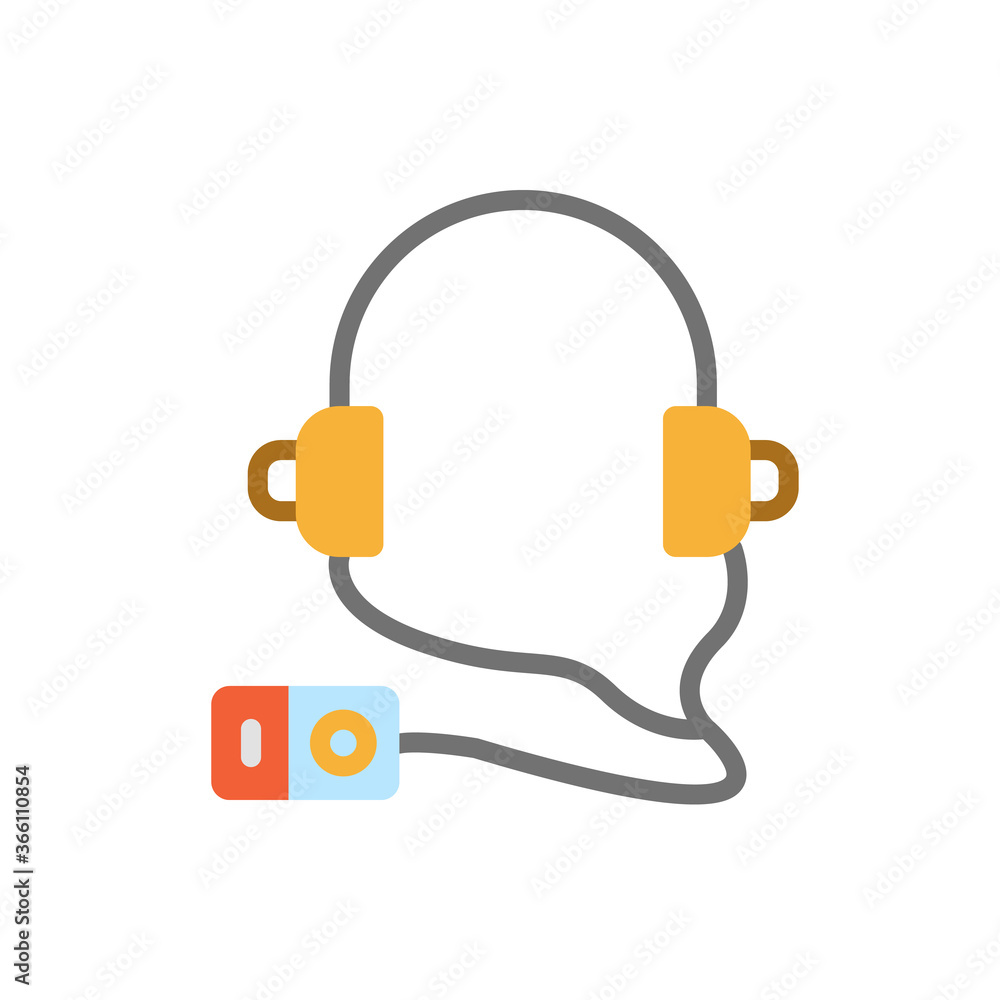 Poster audio guide, museum icon. simple color vector elements of historical things icons for ui and ux, web