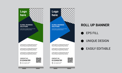 roll up  banner design vertical template vector, cover presentation abstract geometric background, modern publication x-banner and flag-banner, layout in rectangle size