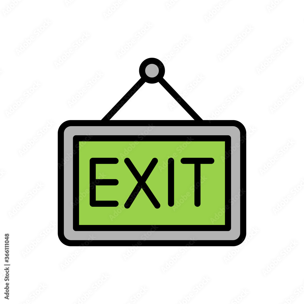 Poster exit, museum icon. simple color with outline vector elements of historical things icons for ui and u